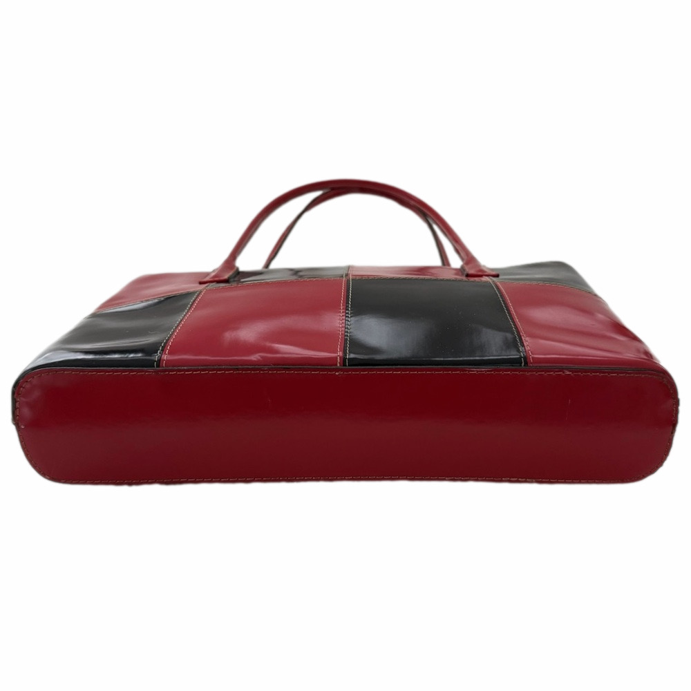 Vintage Red Black Checkerboard Faux Patent Leather Purse Shoulder Bag Colorblock - Picture 5 of 12